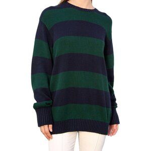 Women Y2K Striped Cotton Blend Oversized Sweater Long Sleeve Pullover